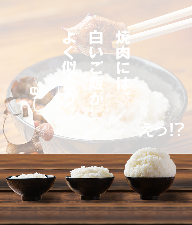 焼肉には、白いご飯がよく似合う。